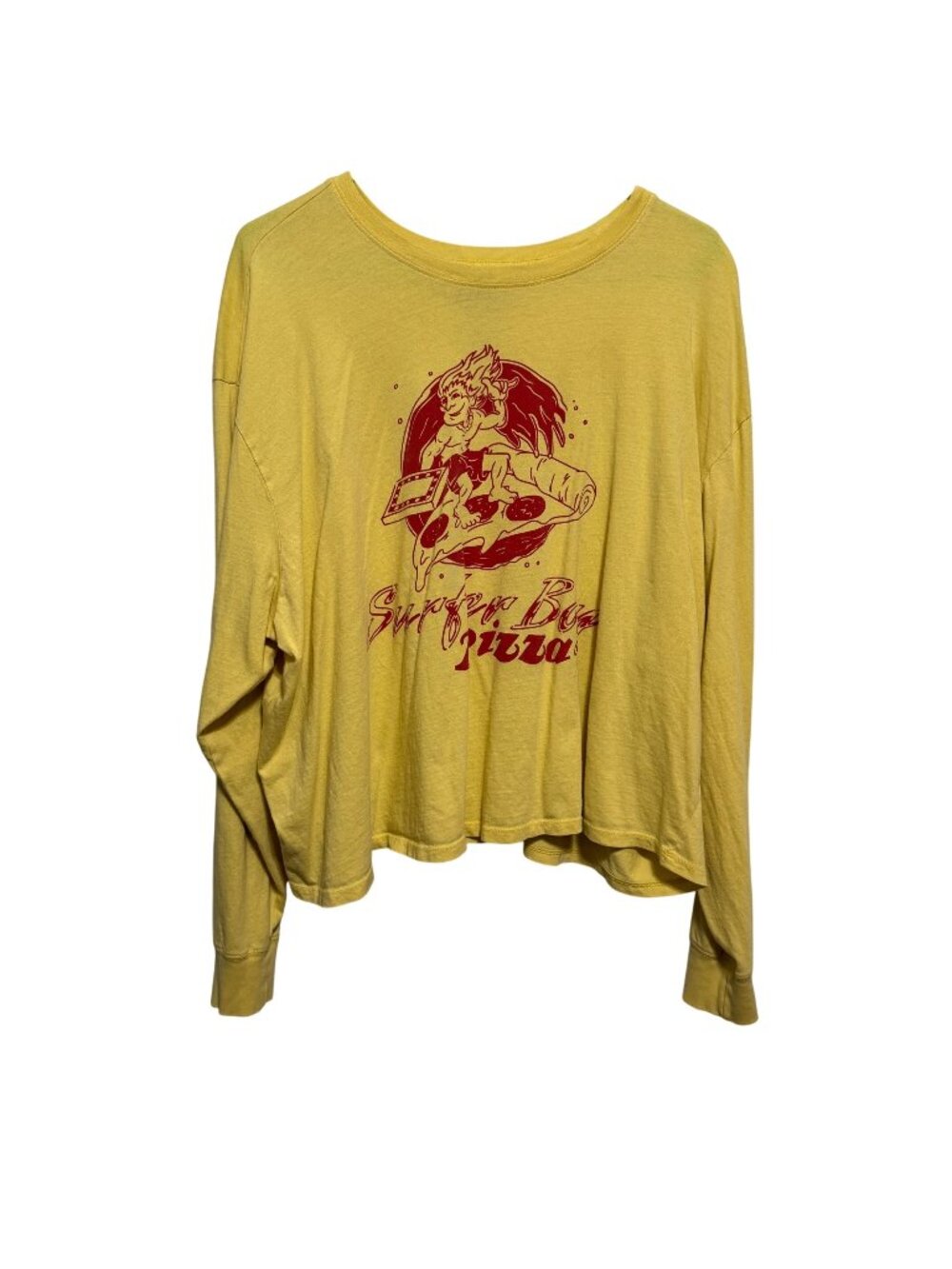 Stranger Things Surfer Boy Pizza Long Sleeve Yellow Shirt Size 3X